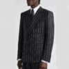 Black Striped Point Lapel