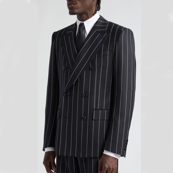 Black Striped Point Lapel