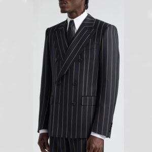 Black Striped Point Lapel