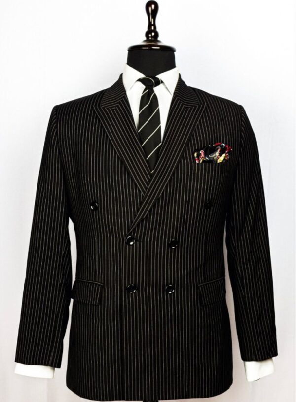 Black Striped Point Lapel