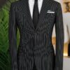 Black Striped Point Lapel